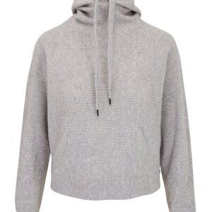 Brunello Cucinelli Gray Wool Ribbed Monili Hem Hoodie